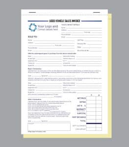 Used Vehicle Sales Invoice