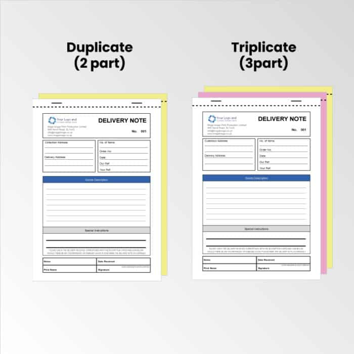 duplicate delivery note book