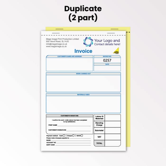 duplicate plumbing invoice